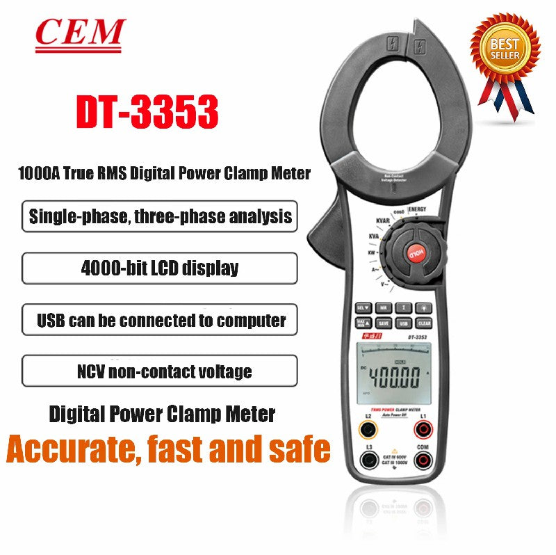 CEM DT-3351 DT-3352 DT-3353 Digital Multimeter Ture RMS Handheld Clamp Meter AUTO Inrush Current Measurement HD LCD Display CEM DT-3351 DT-3352 DT-3353 Digital Multimeter Ture RMS Handheld Clamp Meter AUTO Inrush Current Measurement HD LCD Display